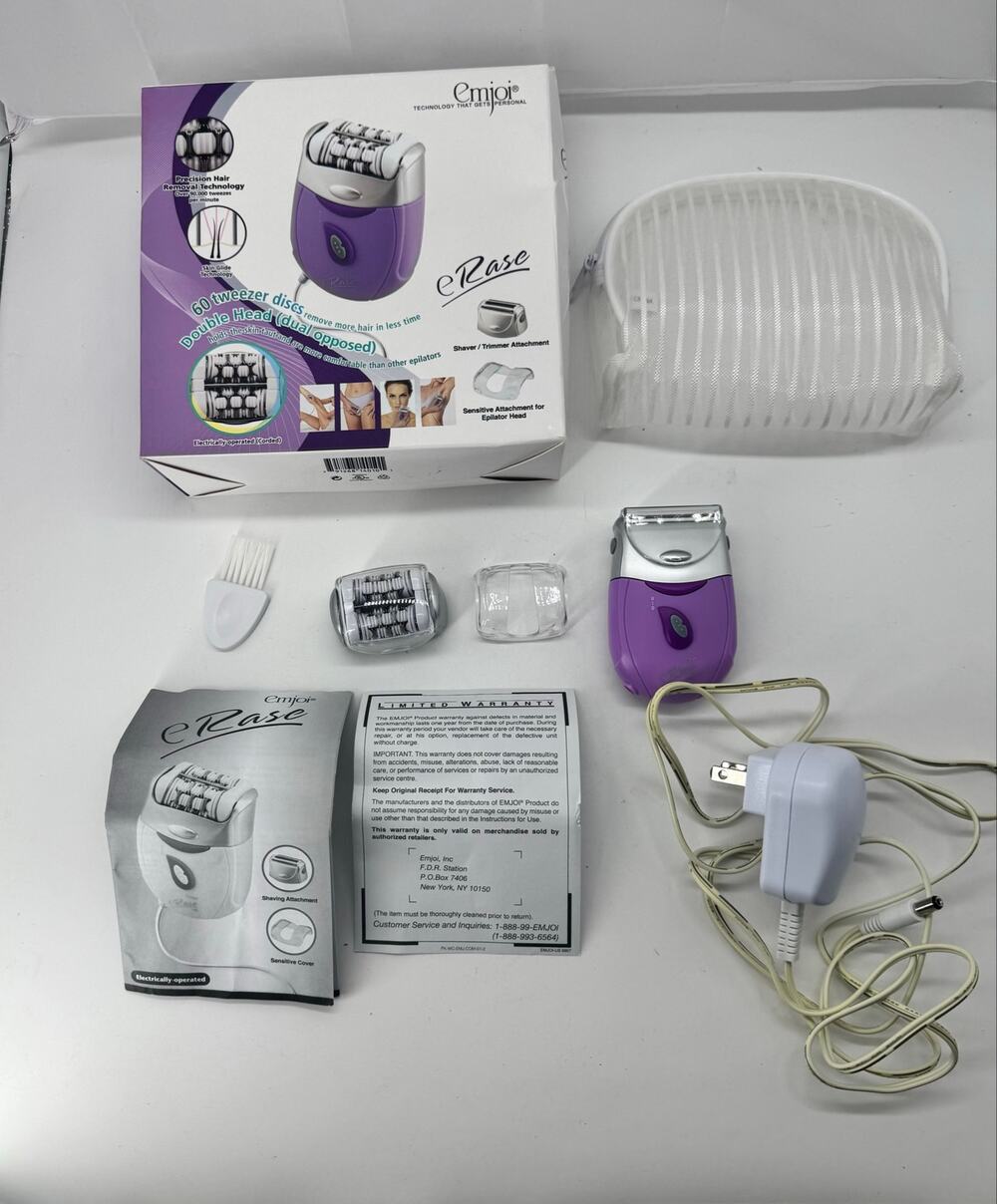Emjoi eRase E60 double head hair removal epilator 60-Disc purple